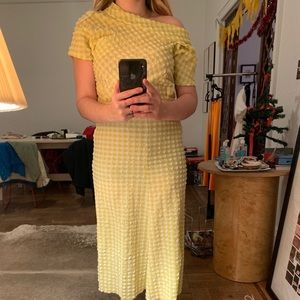 Neon yellow gingham dress by Rachel Comey.